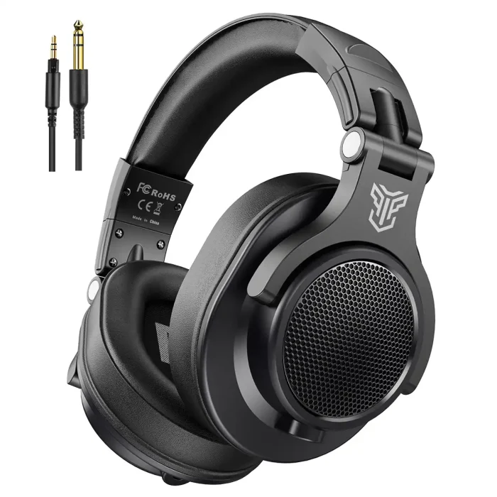 Professional Wired DJ Headphones - Over-Ear Studio Monitor with Detachable Coil